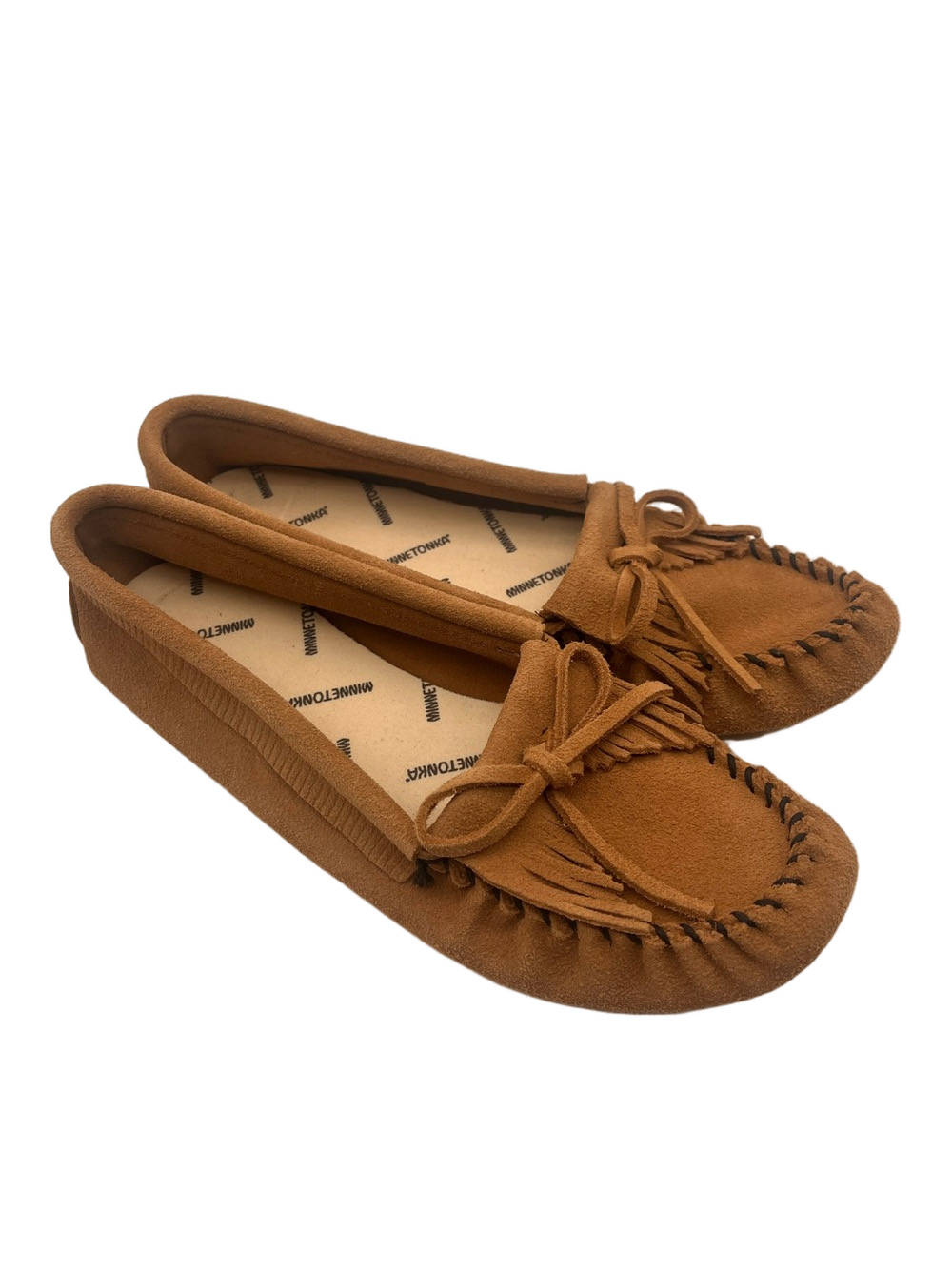 Minnetonka Women's 11 Moccasin Loafers in Chestnut Brown Soft Sole Suede